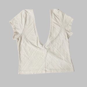 Free People Intimately Cream Double V-Neck Cropped Top